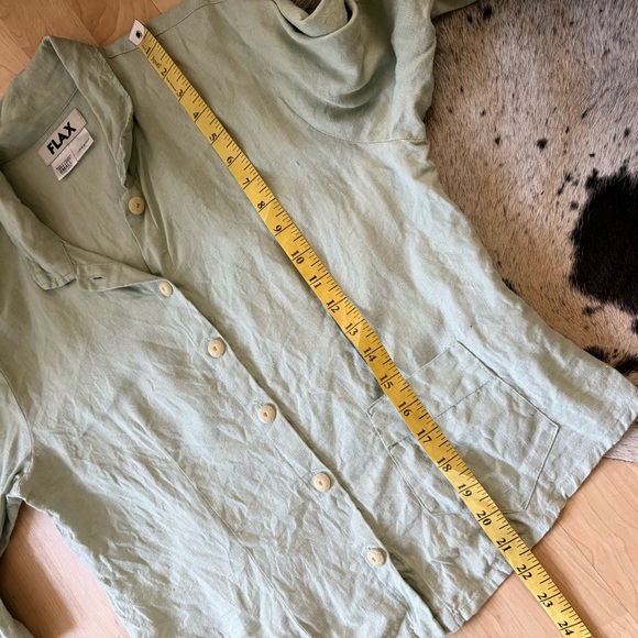 FLAX 100%‎ Linen Mint Green Button Up Women's Top Size Small - Picture 6 of 6